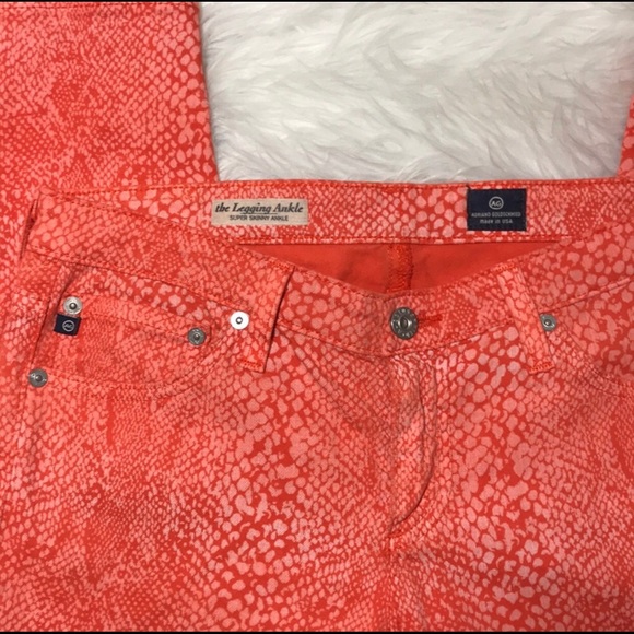 AG | Women’s The Legging Ankle Orange Snake Print Jeans Size 28 - Picture 2 of 7